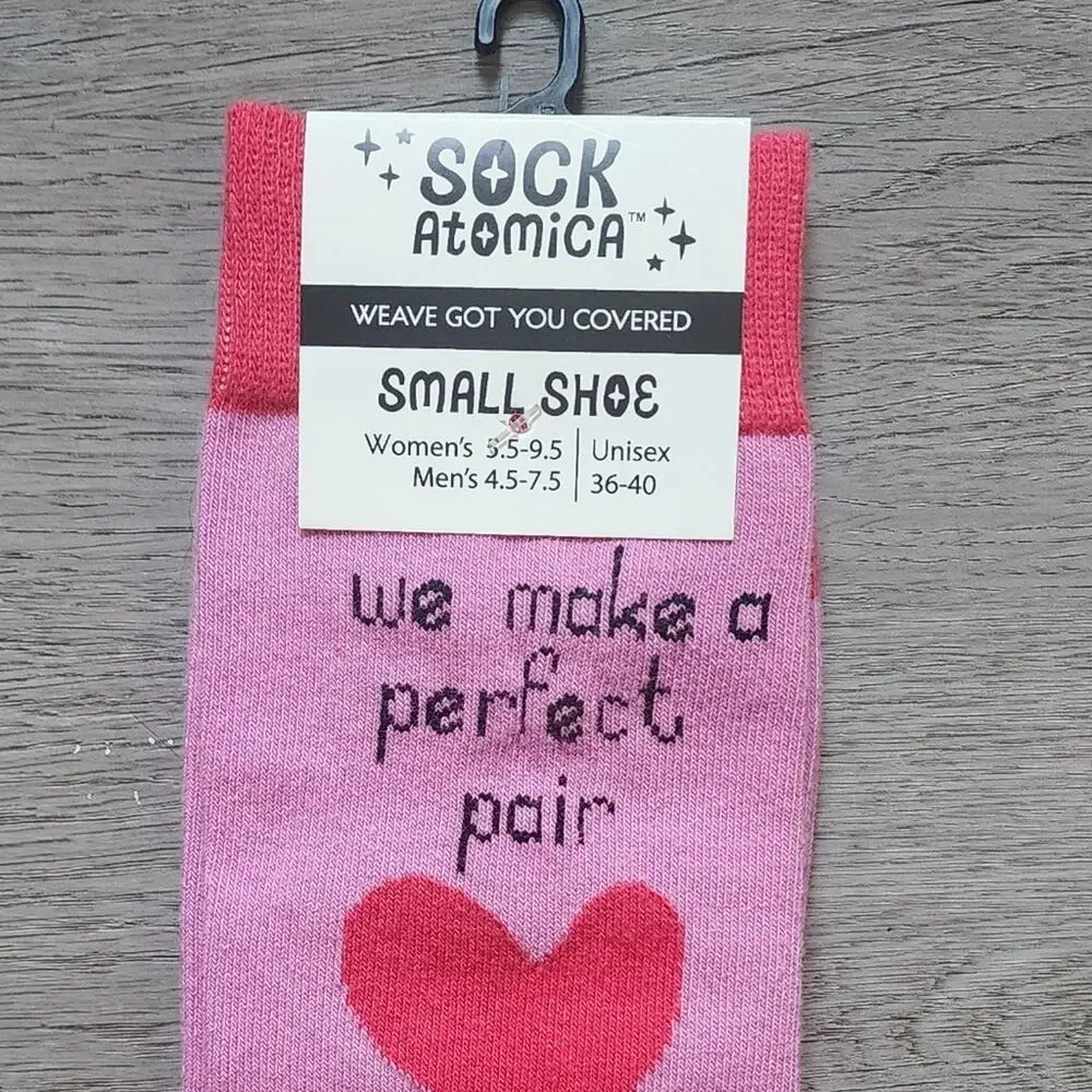 NWT Sock Atomica Women's 'We Make a Perfect Pair' Graphic Crew Socks